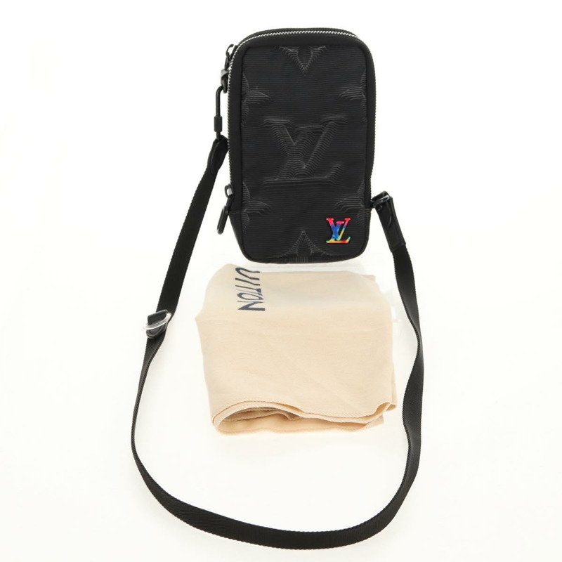 【日本直送】路易威登 3D Monogram 雙手機袋 黑色 M80141 LV 正品 140387SM-11