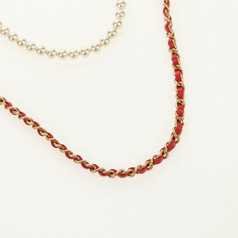 【日本直送】香奈兒鏈絎縫肩背包，小牛皮，兩用款，紅色，金色雙C標誌，正品編號140496SAM-14