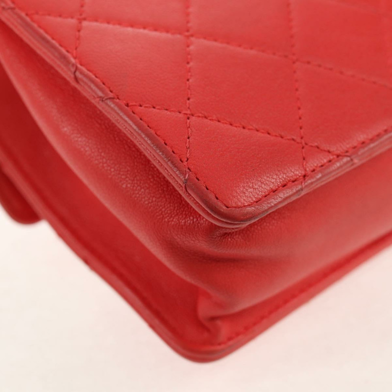 【日本直送】香奈兒鏈絎縫肩背包，小牛皮，兩用款，紅色，金色雙C標誌，正品編號140496SAM-18