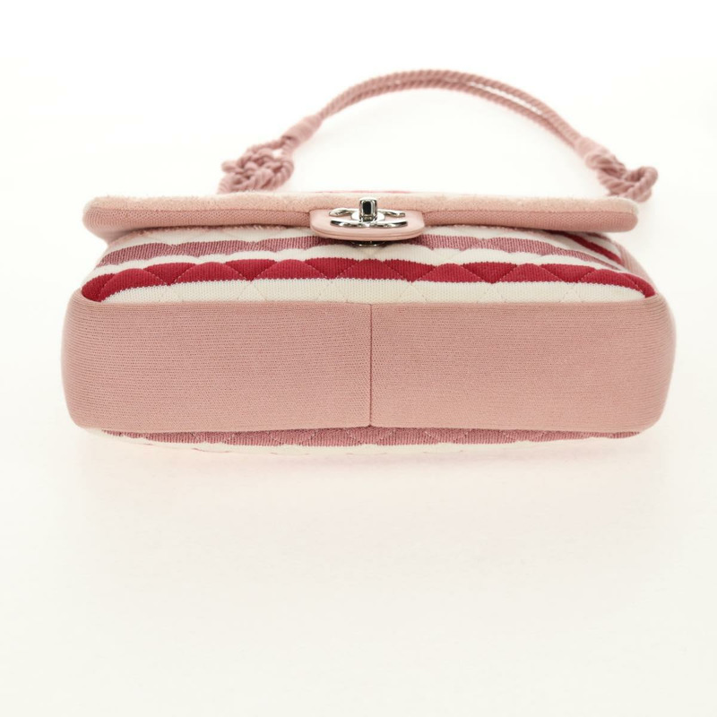 【日本直送】香奈兒 (CHANEL) 絎縫鏈條包 針織布 2way 粉紅色 銀色 CC 標誌 Auth 140495SM-4