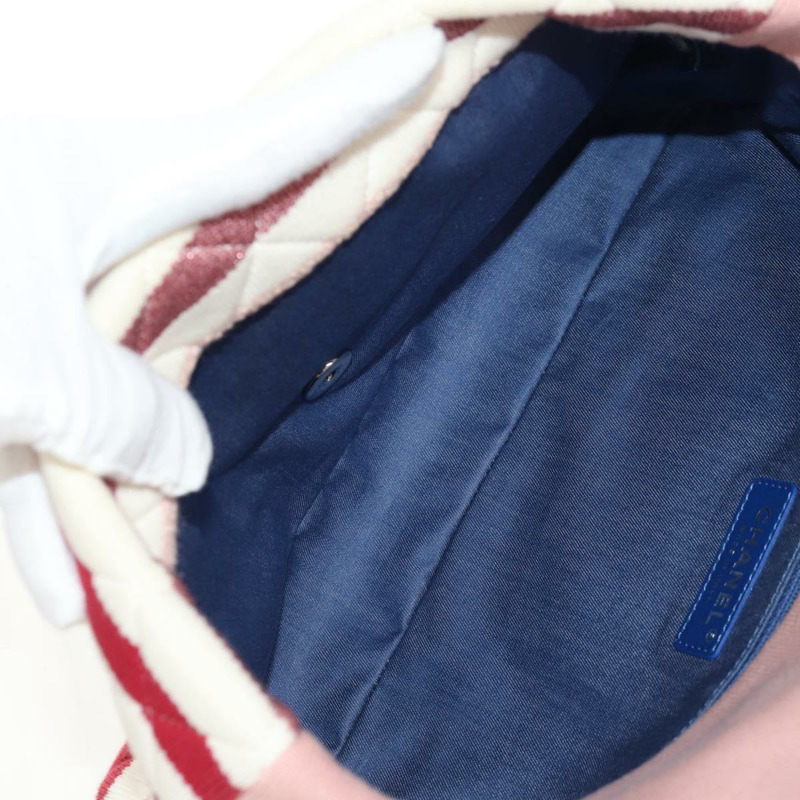 【日本直送】香奈兒 (CHANEL) 絎縫鏈條包 針織布 2way 粉紅色 銀色 CC 標誌 Auth 140495SM-8