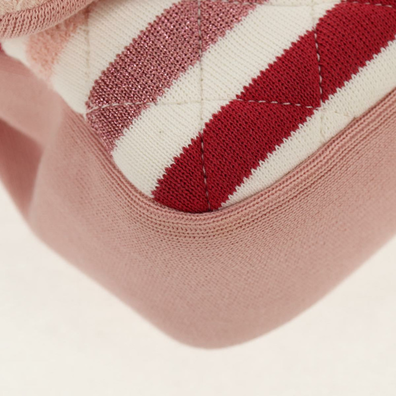 【日本直送】香奈兒 (CHANEL) 絎縫鏈條包 針織布 2way 粉紅色 銀色 CC 標誌 Auth 140495SM-16