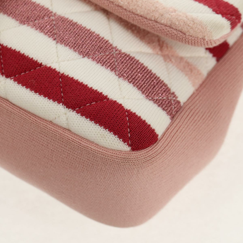 【日本直送】香奈兒 (CHANEL) 絎縫鏈條包 針織布 2way 粉紅色 銀色 CC 標誌 Auth 140495SM-17