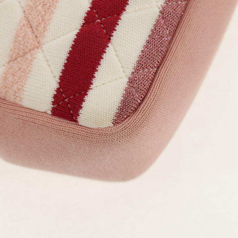 【日本直送】香奈兒 (CHANEL) 絎縫鏈條包 針織布 2way 粉紅色 銀色 CC 標誌 Auth 140495SM-18