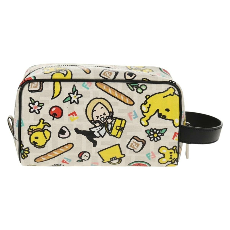 【日本直送】FENDI Zucca帆布手拿包 白色 銀色 正品 140366SAM-1