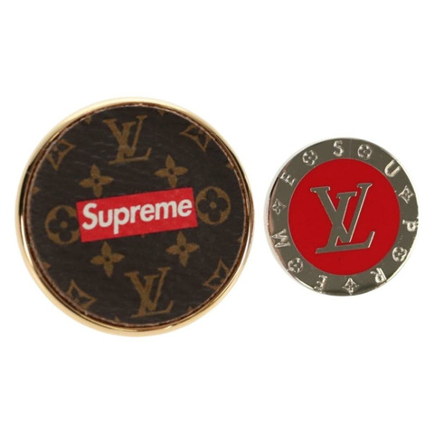 路易威登 Monogram LVxSupreme 胸針套裝（2 件裝）紅色 LV 正品 128511SA