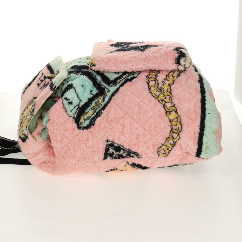 【日本直送】香奈兒 (CHANEL) 絎縫 COCO 標誌雙肩包，粉紅色金色 X 標誌，貨號 138517SM-2