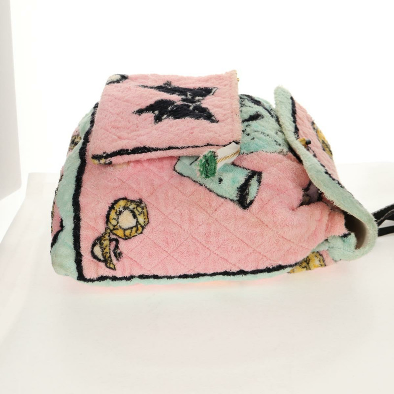 【日本直送】香奈兒 (CHANEL) 絎縫 COCO 標誌雙肩包，粉紅色金色 X 標誌，貨號 138517SM-5