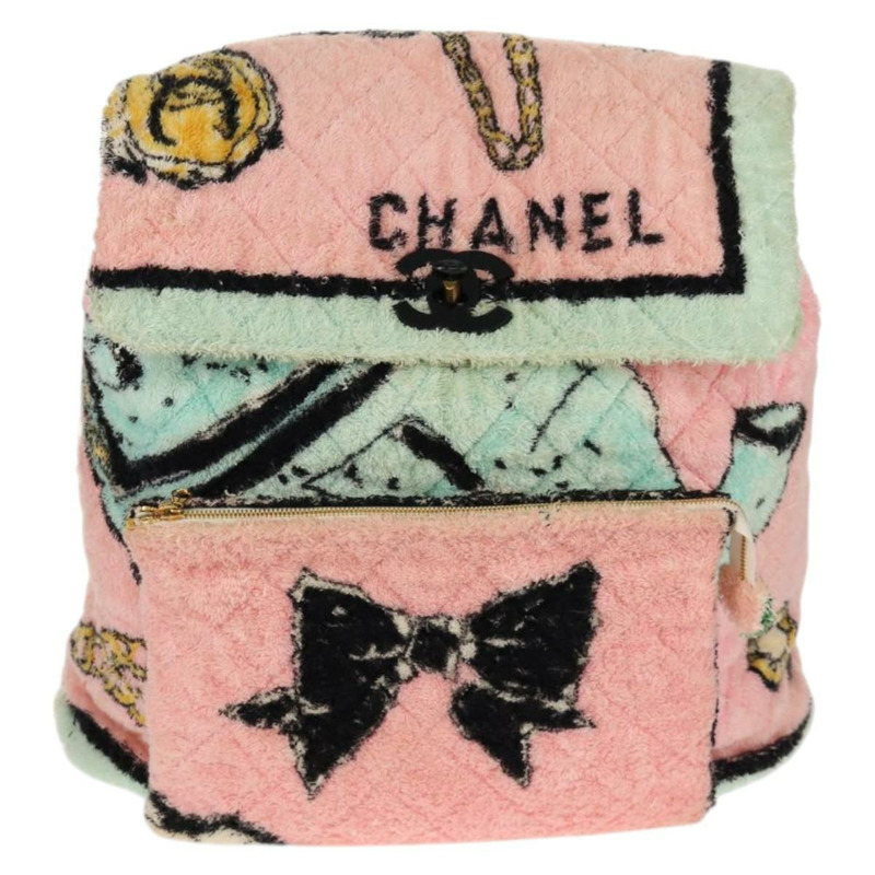 【日本直送】香奈兒 (CHANEL) 絎縫 COCO 標誌雙肩包，粉紅色金色 X 標誌，貨號 138517SM-12