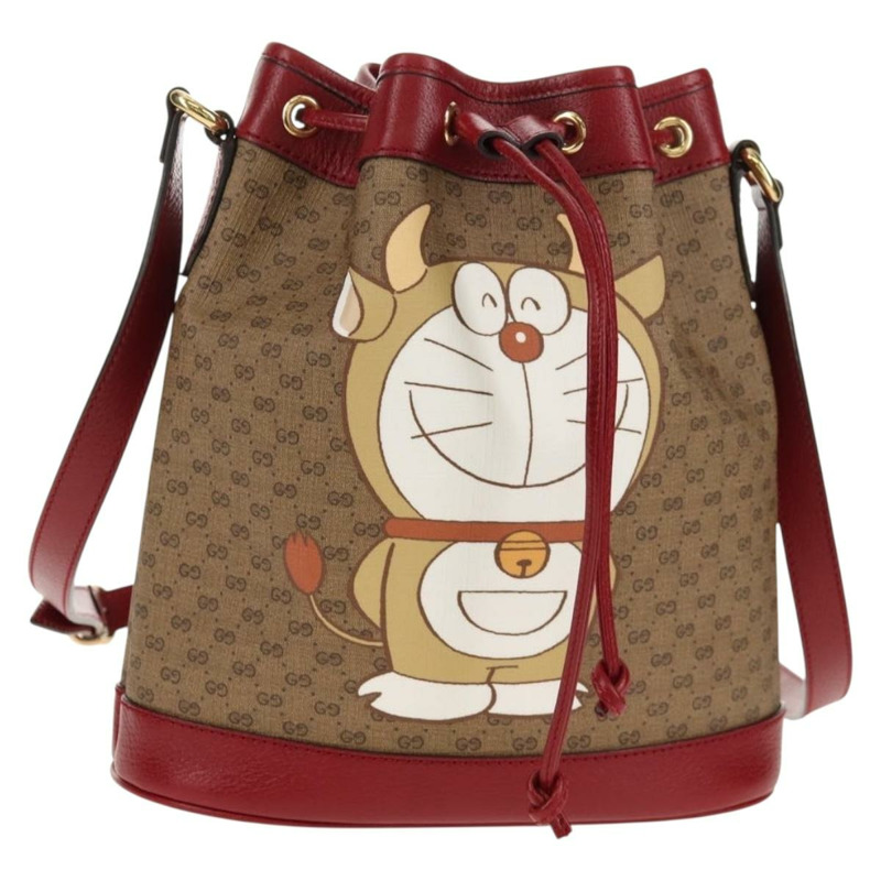 【日本直送】GUCCI Micro GG Supreme哆啦A夢聯名手提包 PVC 米色 655597 正品 147572SM-0