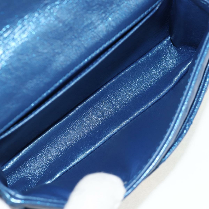 【日本直送】香奈兒 2.55 絎縫鏈條肩背包 小牛皮 藍色 金色 CC 標誌 正品 149291SM-9