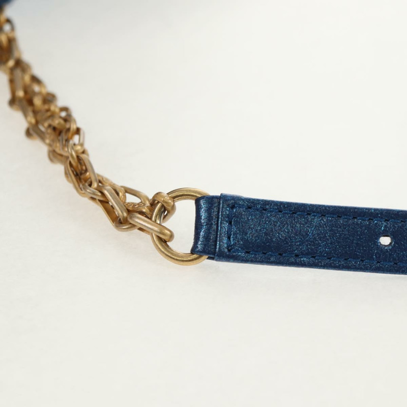 【日本直送】香奈兒 2.55 絎縫鏈條肩背包 小牛皮 藍色 金色 CC 標誌 正品 149291SM-13