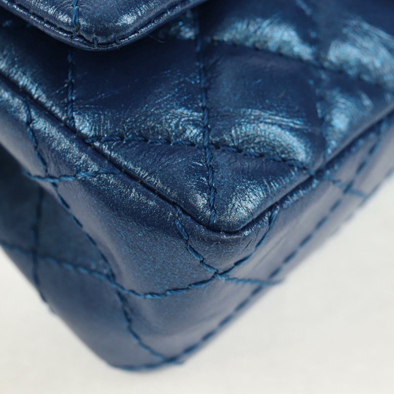 【日本直送】香奈兒 2.55 絎縫鏈條肩背包 小牛皮 藍色 金色 CC 標誌 正品 149291SM-15