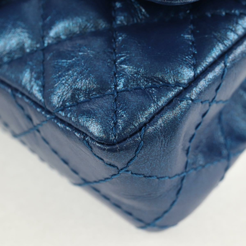 【日本直送】香奈兒 2.55 絎縫鏈條肩背包 小牛皮 藍色 金色 CC 標誌 正品 149291SM-16