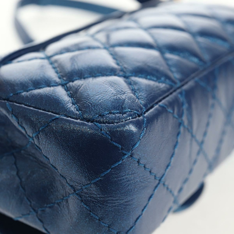 【日本直送】香奈兒 2.55 絎縫鏈條肩背包 小牛皮 藍色 金色 CC 標誌 正品 149291SM-17