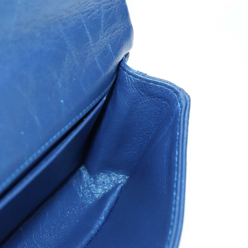 【日本直送】香奈兒 2.55 絎縫鏈條肩背包 小牛皮 藍色 金色 CC 標誌 正品 149291SM-21