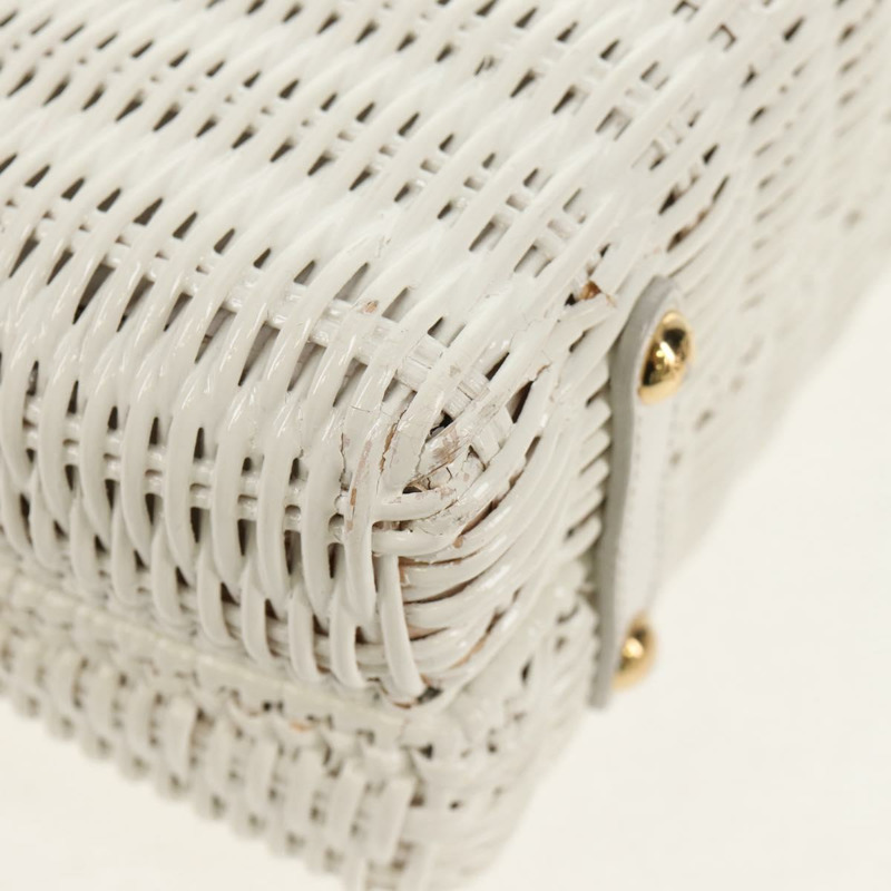 【日本直送】Salvatore Ferragamo Gancini 藤編兩用白金手提包 Auth 150815V-18