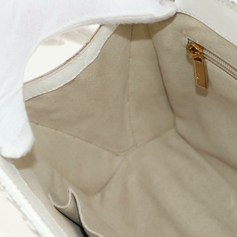 【日本直送】Salvatore Ferragamo Gancini 藤編兩用白金手提包 Auth 150815V-25