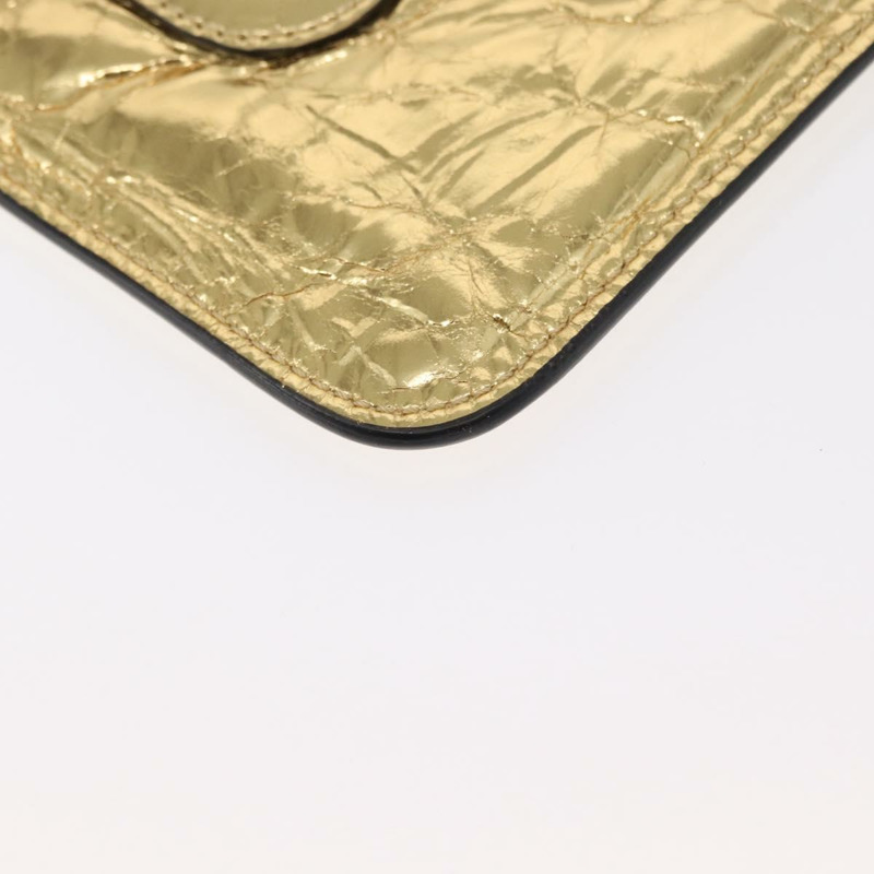 【日本直送】香奈兒金色雙C標誌皮革手拿包，貨號152375SM-15