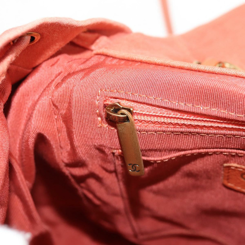 【日本直送】香奈兒 (CHANEL) 絎縫雙肩包，牛仔布，粉紅色，金色雙C標誌，貨號 145070SAM-29