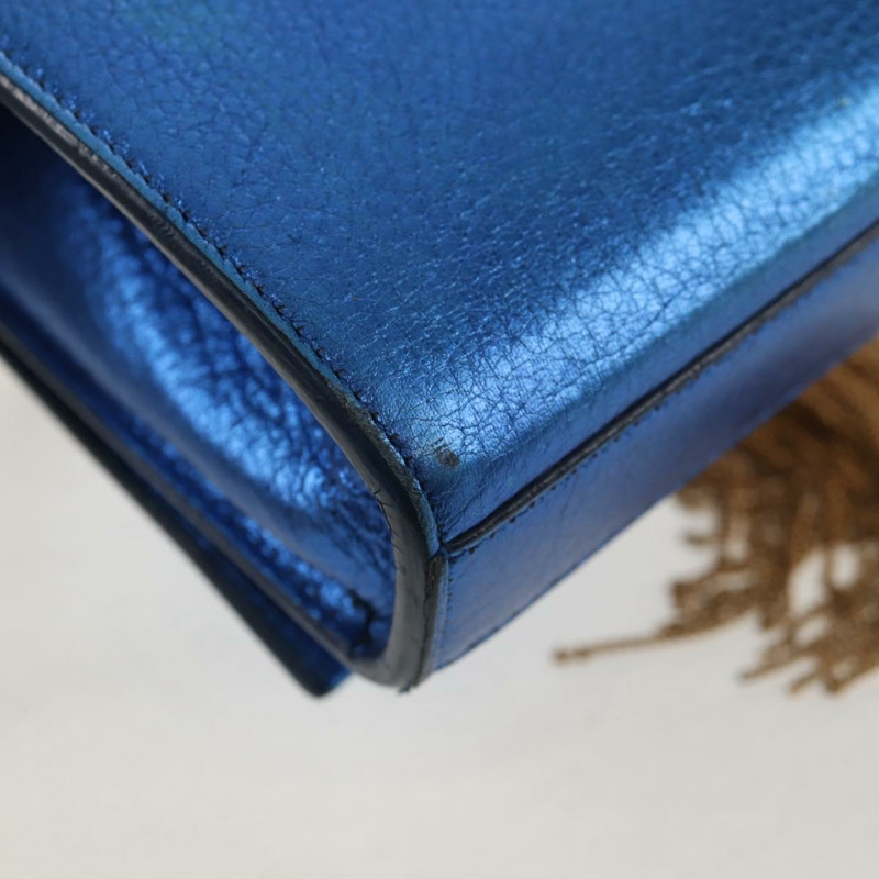 【日本直送】SAINT LAURENT 鏈條 Kate 小號肩背包 皮革 藍色 金色 正品 144825SAV-16