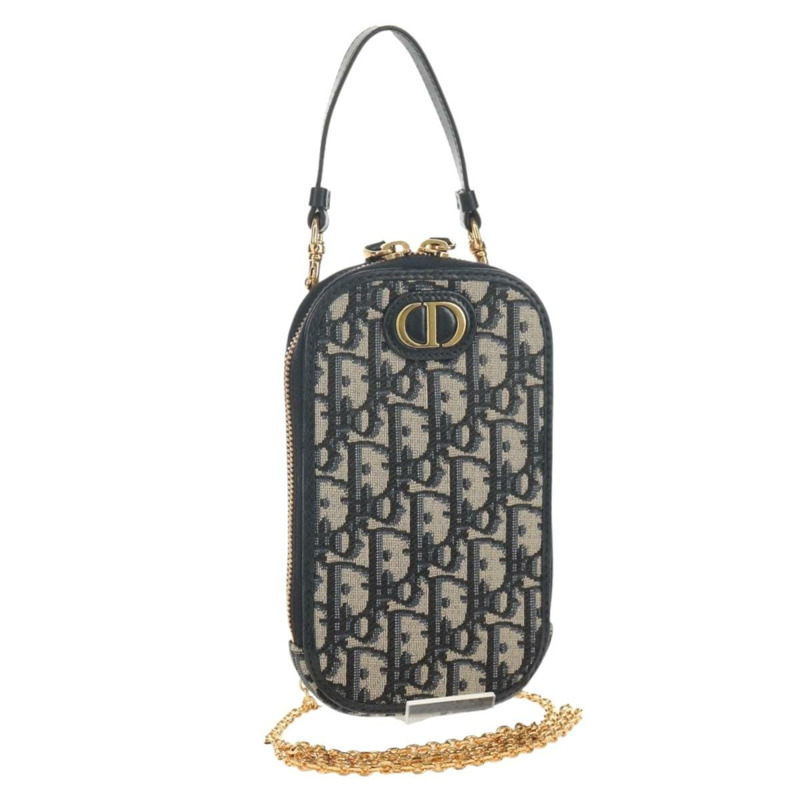 【日本直送】Christian Dior Trotter帆布Montaigne鏈條包，海軍藍金色，正品，貨號146071SAM-0