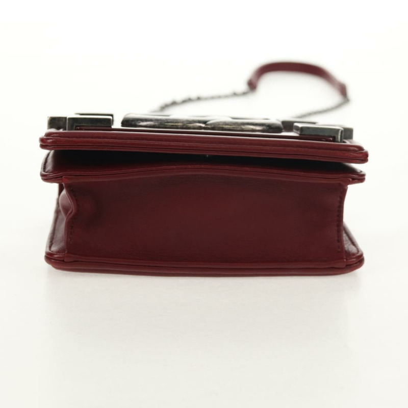 【日本直送】香奈兒 (CHANEL) 菱格紋 Boy Brick 鏈條包，羊皮材質，波爾多紅 CC 標誌，貨號 146080SM-4