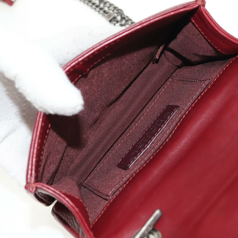 【日本直送】香奈兒 (CHANEL) 菱格紋 Boy Brick 鏈條包，羊皮材質，波爾多紅 CC 標誌，貨號 146080SM-9