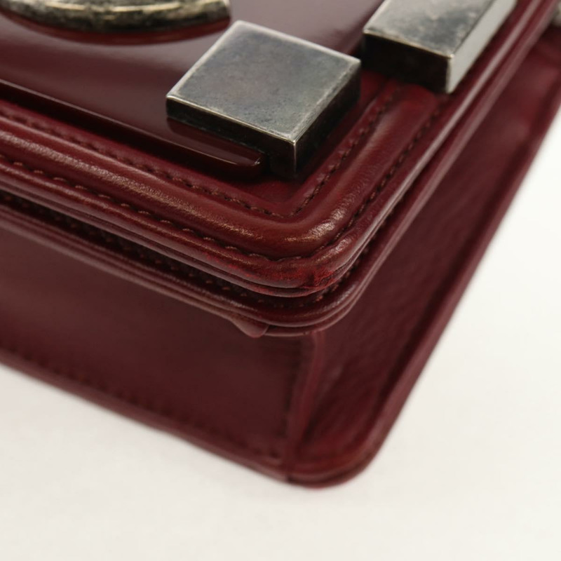 【日本直送】香奈兒 (CHANEL) 菱格紋 Boy Brick 鏈條包，羊皮材質，波爾多紅 CC 標誌，貨號 146080SM-15