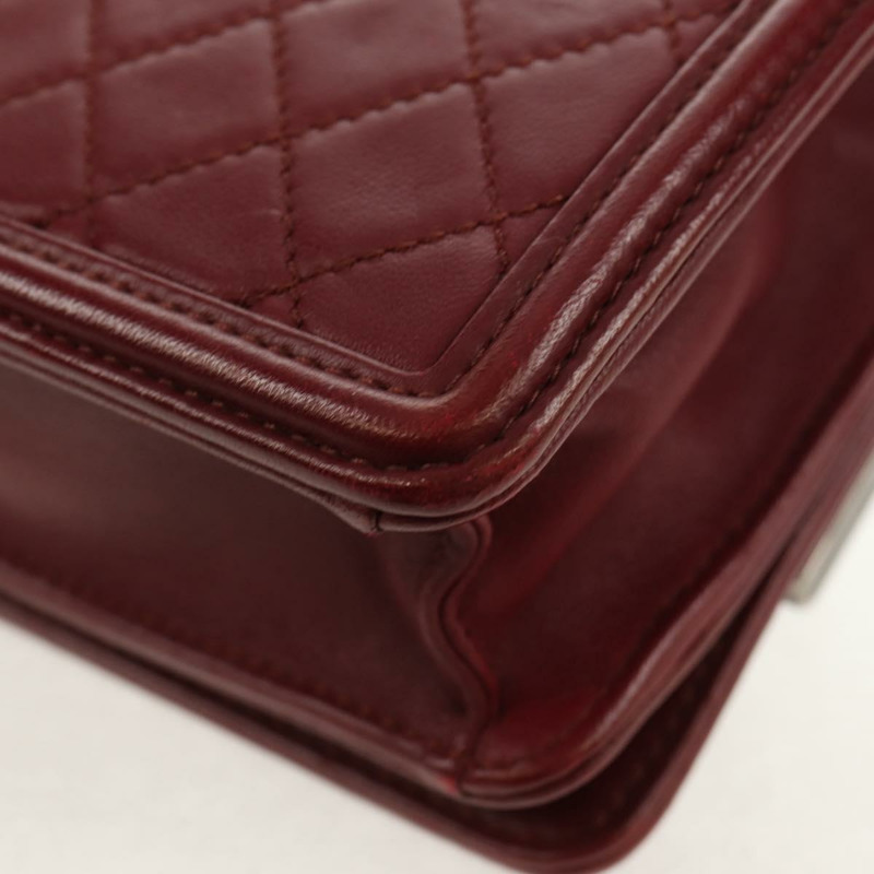 【日本直送】香奈兒 (CHANEL) 菱格紋 Boy Brick 鏈條包，羊皮材質，波爾多紅 CC 標誌，貨號 146080SM-17