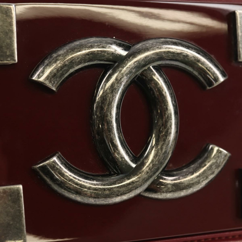 【日本直送】香奈兒 (CHANEL) 菱格紋 Boy Brick 鏈條包，羊皮材質，波爾多紅 CC 標誌，貨號 146080SM-18