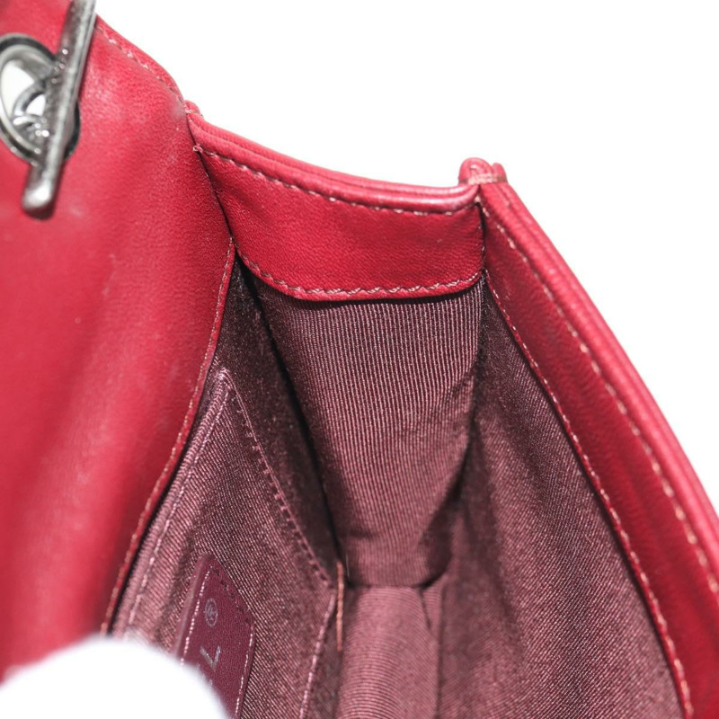 【日本直送】香奈兒 (CHANEL) 菱格紋 Boy Brick 鏈條包，羊皮材質，波爾多紅 CC 標誌，貨號 146080SM-23