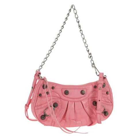 BALENCIAGA LucaGol XS 單肩包 皮革 兩用 粉紅色/銀色 695814 正品 146072SAM