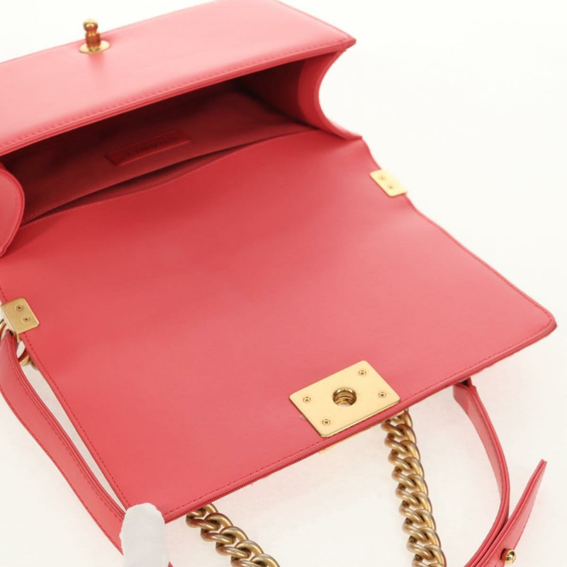 【日本直送】香奈兒 (CHANEL) 鏈條絎縫 Boy Chanel 包，羊皮材質，粉紅色金色雙C標誌，正品編號 144832SAM-8