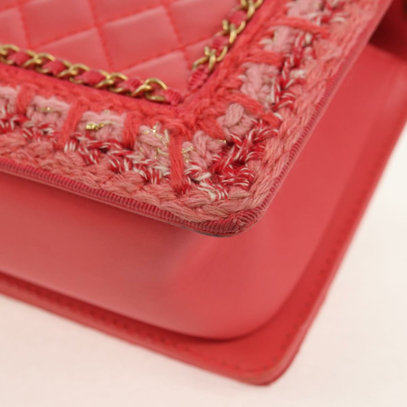 【日本直送】香奈兒 (CHANEL) 鏈條絎縫 Boy Chanel 包，羊皮材質，粉紅色金色雙C標誌，正品編號 144832SAM-17