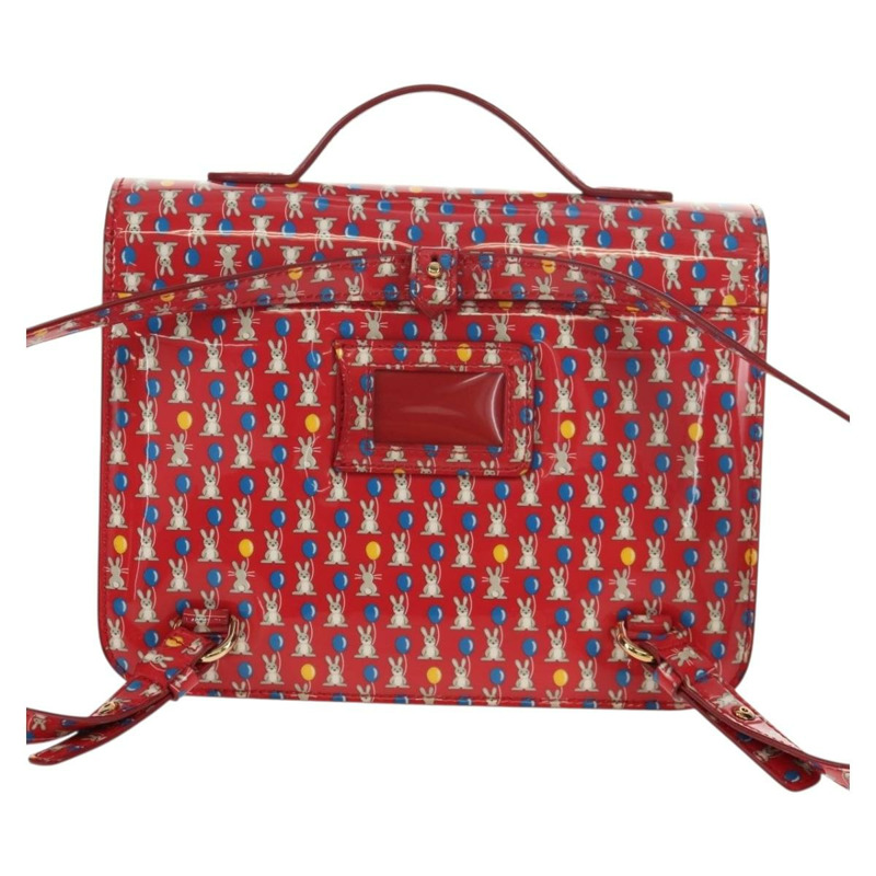 【日本直送】Salvatore Ferragamo Vala 背包，乙烯基塗層，三向紅金配色，正品編號 134344SAV-1