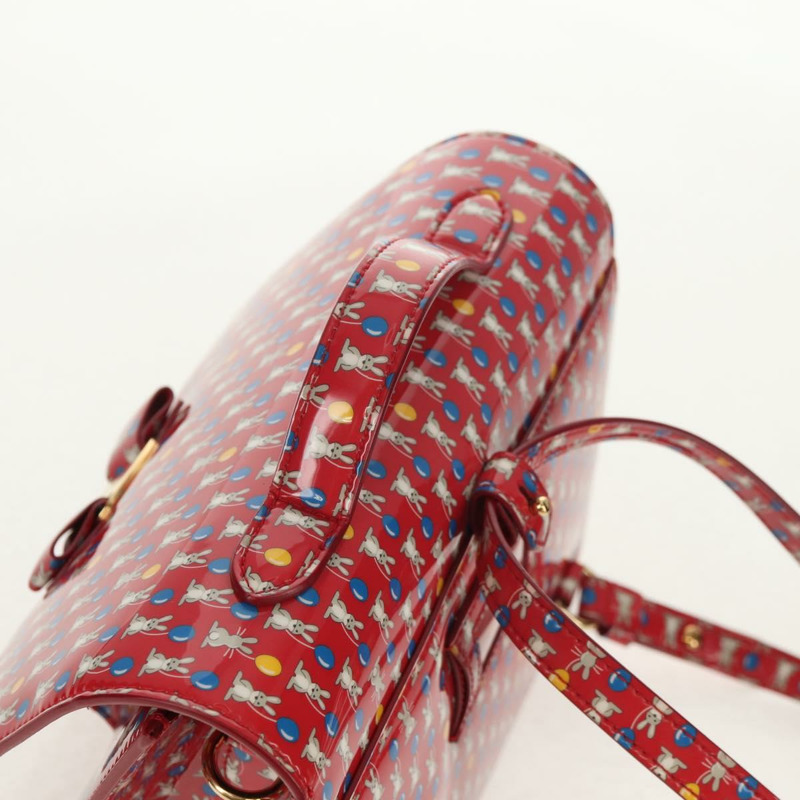 【日本直送】Salvatore Ferragamo Vala 背包，乙烯基塗層，三向紅金配色，正品編號 134344SAV-5