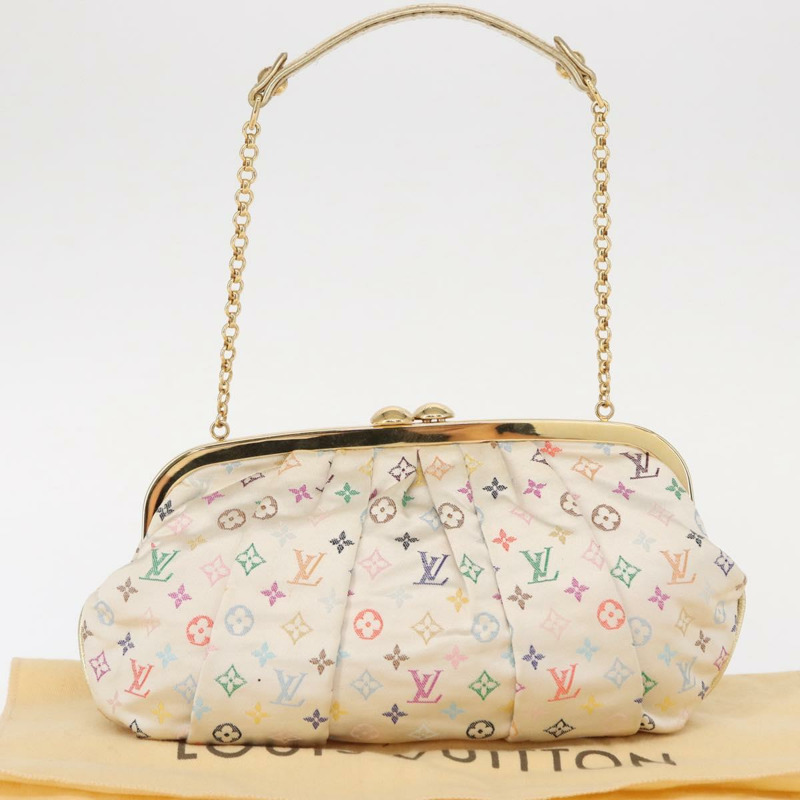 【日本直送】路易威登 (LOUIS VUITTON) 多色緞面 Omoniere 手拿包 白色 M92060 LV 正品 134363SAV-11
