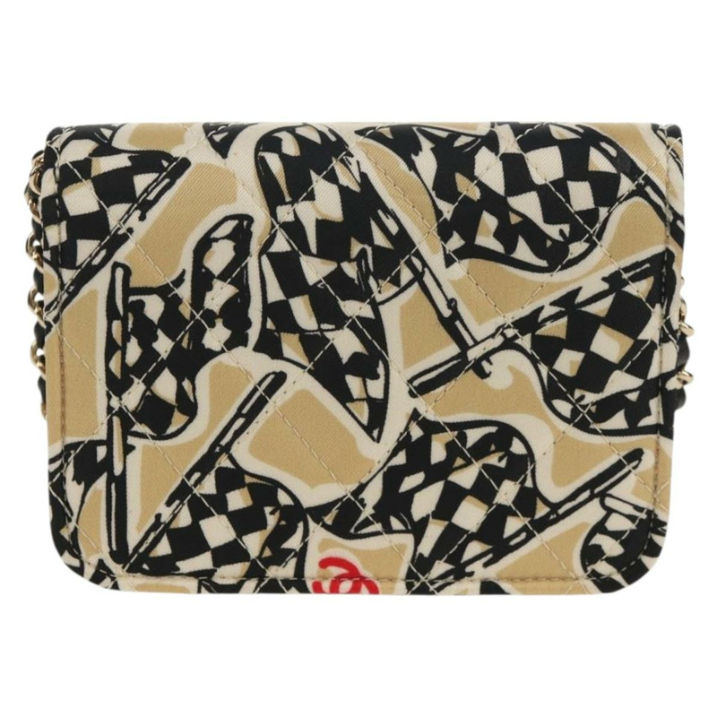 【日本直送】香奈兒 (CHANEL) 絎縫鏈條肩背包 尼龍材質 棕色 金色 CC 標誌 Auth 144002M-1