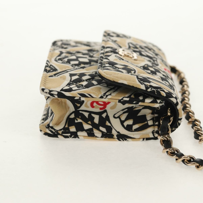 【日本直送】香奈兒 (CHANEL) 絎縫鏈條肩背包 尼龍材質 棕色 金色 CC 標誌 Auth 144002M-3