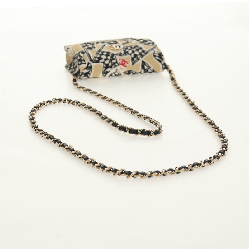 【日本直送】香奈兒 (CHANEL) 絎縫鏈條肩背包 尼龍材質 棕色 金色 CC 標誌 Auth 144002M-6