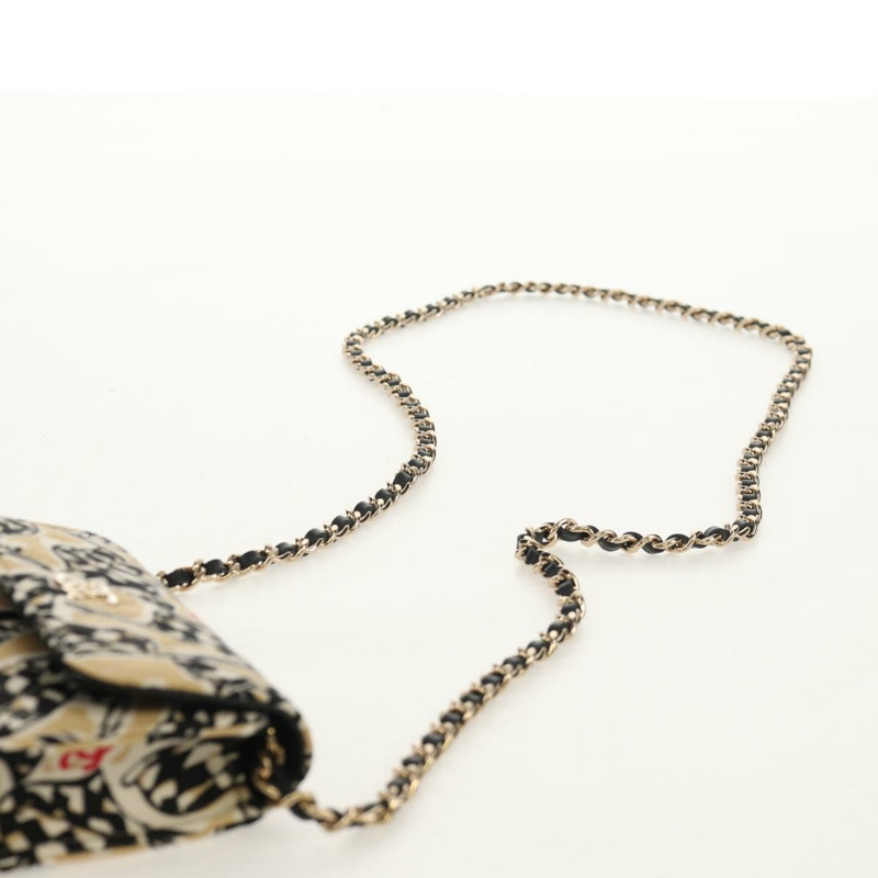 【日本直送】香奈兒 (CHANEL) 絎縫鏈條肩背包 尼龍材質 棕色 金色 CC 標誌 Auth 144002M-13