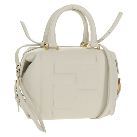 FENDI 手提包 皮革 兩用 白色 金色 正品 134353SAM
