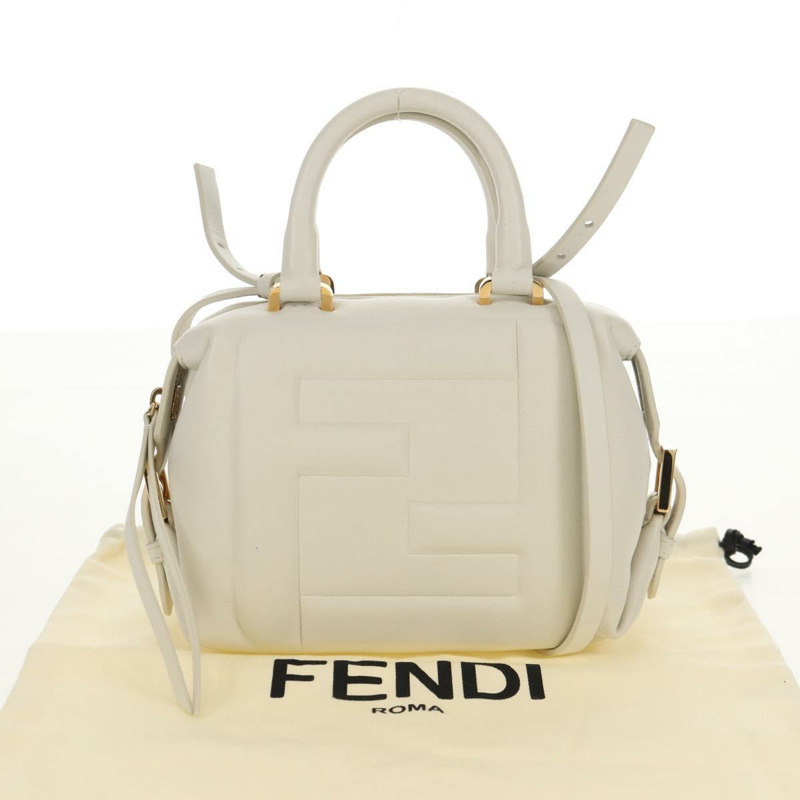 【日本直送】FENDI 手提包 皮革 兩用 白色 金色 正品 134353SAM-11