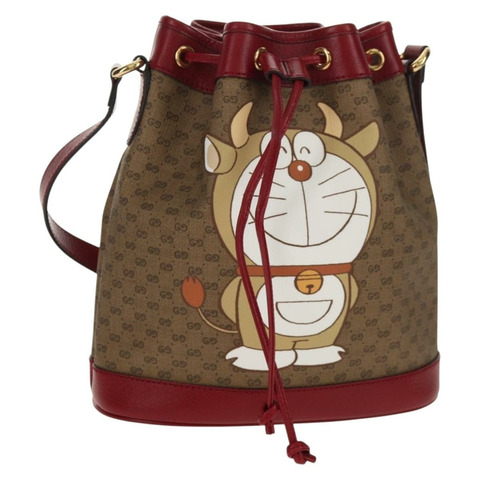 GUCCI Micro GG Supreme哆啦A夢聯名手提包 PVC 米色 655597 正品 152451SM