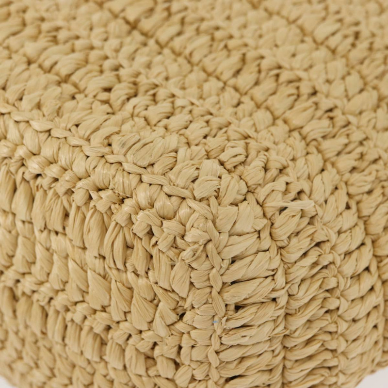 【日本直送】PRADA 草編皮革手提包，兩用，米色/黑色，正品 ka156V-17