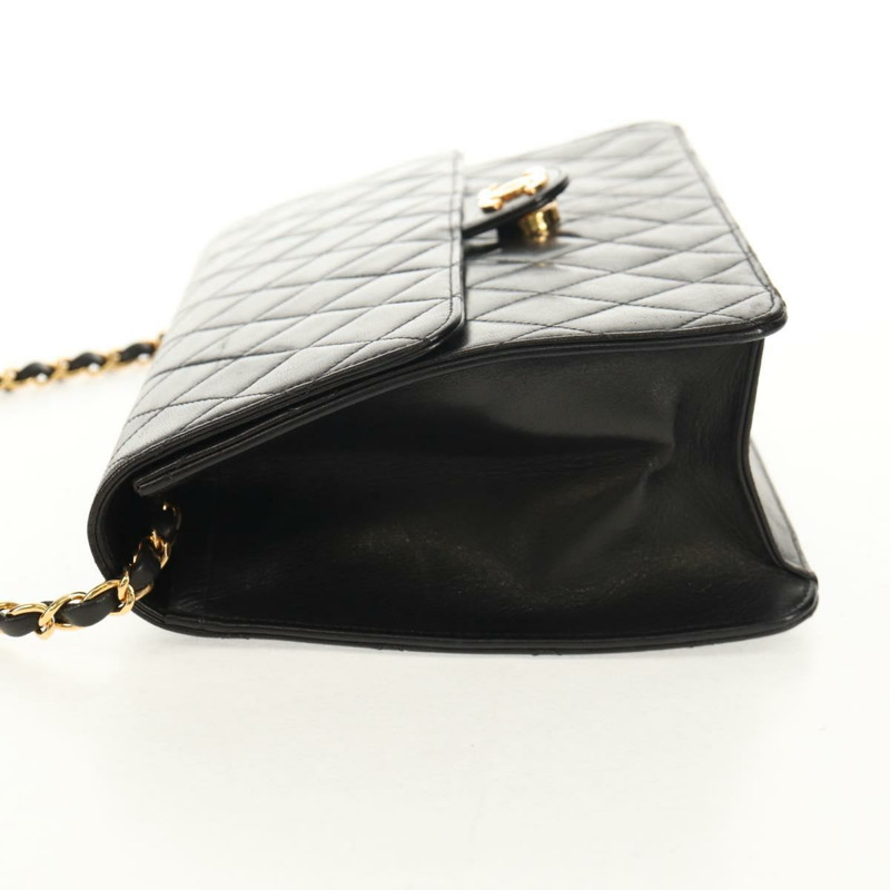 【日本直送】香奈兒 (CHANEL) 鏈條肩背包，羊皮材質，黑色，金色雙C標誌，正品編號 148654SAM-2