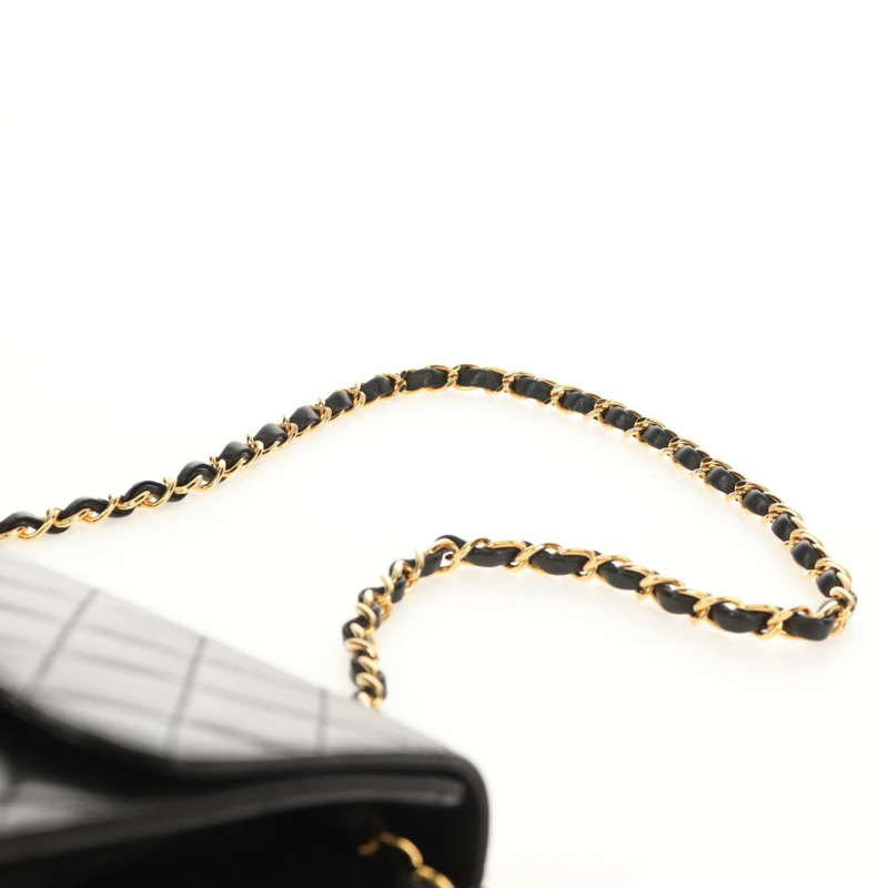 【日本直送】香奈兒 (CHANEL) 鏈條肩背包，羊皮材質，黑色，金色雙C標誌，正品編號 148654SAM-14