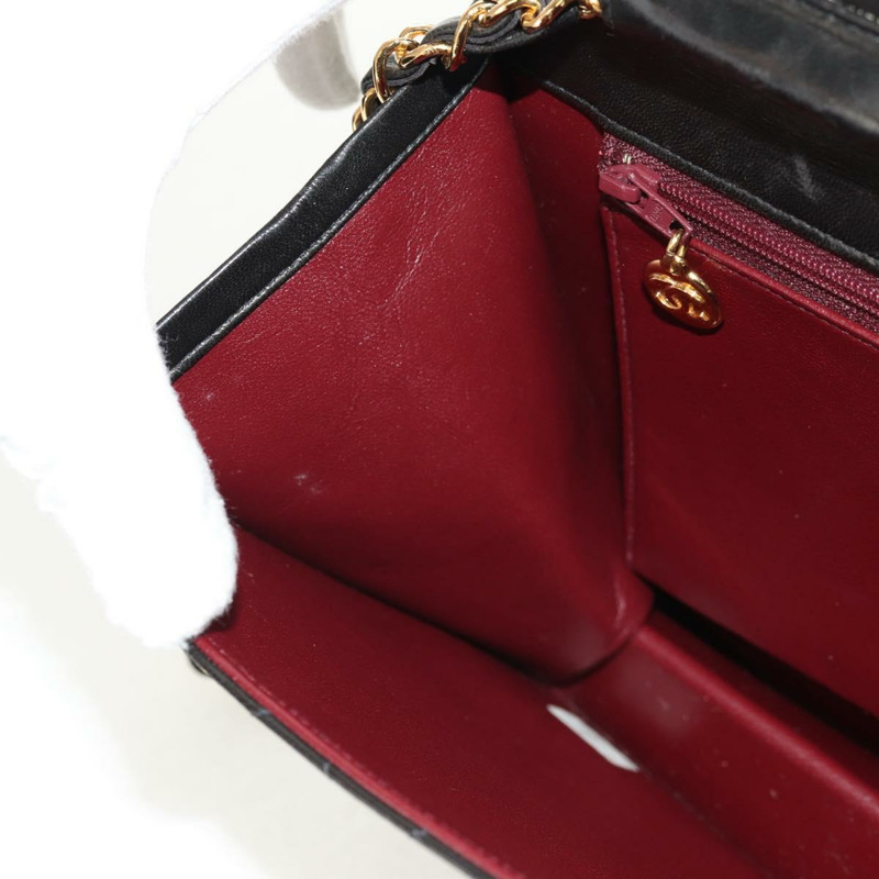 【日本直送】香奈兒 (CHANEL) 鏈條肩背包，羊皮材質，黑色，金色雙C標誌，正品編號 148654SAM-24