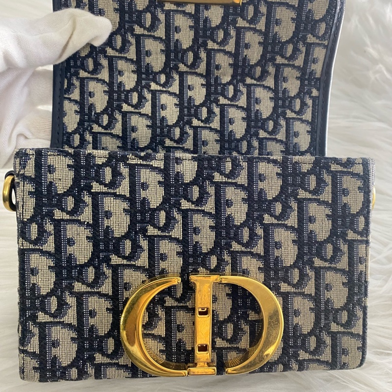 DIOR迪奧 30 Montaigne 蒙田系列 Oblique 刺繡老花滿印 寬肩帶-4